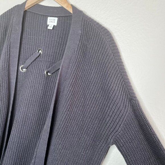 Peyton Jensen Evereve Gray chunky Knit Cardigan Sweater size Large - Picture 7 of 10